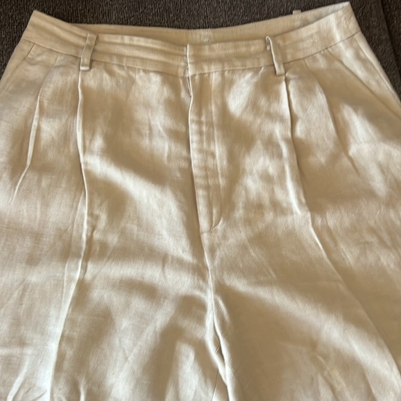 Ellen Tracy Linen Blend High Waist Pleated Straight Leg Trouser Pants Size 10 - Picture 5 of 11